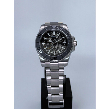 Custom Seiko Mod • Black Skeleton Silver Yachtmaster Automatic • 40mm